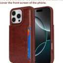 iCoverCase Compatible with iPhone 16 Pro Wallet Phone Case with Card Holder for Women Men, [RFID Blocking] Card Slots PU Leather Protective Wallet Case 6.3 Inch (Dark Brown)