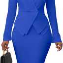 Women's Suits 2 Piece Skirt Set Business Work Outfits Blazer Dress Jacket Pencil Skirts Suit Sets (Medium, Royal Blue)
