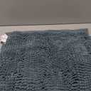 Non Slip Thick Shaggy Chenille Bathroom Rug Mat Set Extra Soft and Absorbent Striped Floor Rugs, 2 Piece, Machine-Washable (Stone Blue)