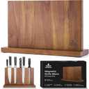 ENOKING Extra Large Magnetic Knife Block, 15.2-In Acacia Wood Knife Holder for Home Kitchen, Universal Knife Holder Stand with Strong Enhanced Magnets for Safe and Multifunctional Knife Storage