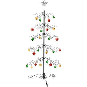 HOHIYA 6.5 Ft Wrought Iron Ornament Display Stand Christmas Tree Alternative with 174 Hooks Metal Hanging Holder for Glass Ball Decorations Holiday and Halloween Decor Black