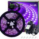 24.6ft Foot Black Led Strip Lights Kit, 450 Units Led, 12V Flexible Blacklight Fixtures for Glow Party, Bar, Bedroom, TV, Halloween, Birthday, Non-Waterproof