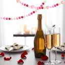 Tatuo 3 Pieces Valentines Day Felt Garlands Decorations Red Pink Heart Ball Garland Hanging Pom Pom Banners 6.56 ft Felt Garland Banner for Party Home Wall Decor(Eye-catching Colors)