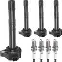 Ignition Coil Pack and Spark Plugs Kit fit for L4 2.4 2.4L 2013 2014 2015 2016 2017 Honda Accord Sport EX LX, 2015-2019 Honda CR-V, CRV 2016 2017 2018 2019 2020 Acura ILX TLX, UF712 C1832, Set of 4