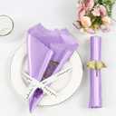 Homiest 100 Pack Light Purple Satin Napkins 17x17 Inches - Scalloped Square Silky Elegant Dinner Decor for Wedding, Restaurant, Graduation Party