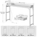 HOOBRO Overbed Table with Wheels, Rolling Table with Outlets & Light Strip for Queen Bed, Mobile Bed Desk & Drawer and Adjustable Height, Giant Computer Desk for Living Room, White WW180UDDN01