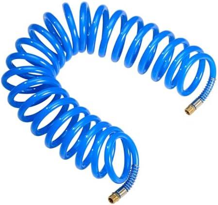 Professional Recoil Air Hose 1/4" ID x 20ft - Flexible Polyurethane Coil Hose with Rotating Swivel End, Durable Bend Restrictor for Air Compressors & Pneumatic Tools