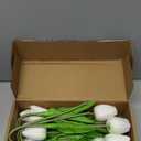 Artificial Tulips 10 Heads Mini Real Touch Artificial Flowers Fake Tulip for Home Decor Wedding Party DIY Bouquet Flowers (White)