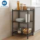 APLSS 24" D x 24" W x 34" H Black Heavy Duty Wire Shelving with 3 Tier Shelves, NSF Certified, Height Adjustable, Wet&Dry Environments, for Kitchen Garage Walk-in Cooler&Freezer, 800lbs Capacity