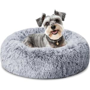 ELSKER&HOME Calming Dog & Cat Bed - Donut Washable Warming Soft Round 23 inch Dog Bed for Small Dogs, Anti-Anxiety Fluffy Plush Cushion Fits up to 25 lbs Pets, Gradient Blue