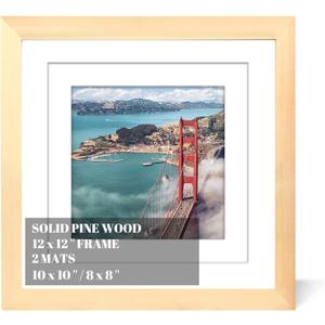 12x12 Wood Picture Frames for Wall Hanging or Tabletop,Diamond Painting Frame Baby Scan Picture Frames with 2 Mats Display 8x8 or 10x10 for Family Walls (Natural)
