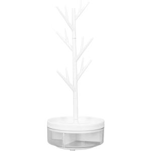 Keenso Rotating Jewelry Storage Display Stand, Detachable Jewelry Hanging Desktop Organizer (White)