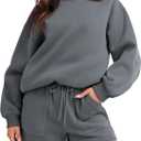 ANRABESS Women 2 Piece Outfits Sweat Shorts Sets 2025 Oversized Casual Lounge Matching Set Sweatsuit Tracksuit Fall Clothes (X-Large, Dark Grey)