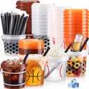 36 Pack 25oz Sports Cups, Mixed Balls Drink Buckets Straws Lids
