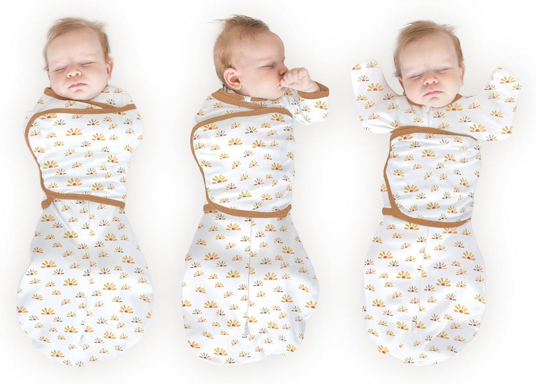 SwaddleDesigns 6-Way Omni Swaddle Sack Arms Up Swaddle for Newborn, More Options to Calm Startle Reflex, Improves Sleep (Small (6-14 Pound), Watercolor Sunny Days)