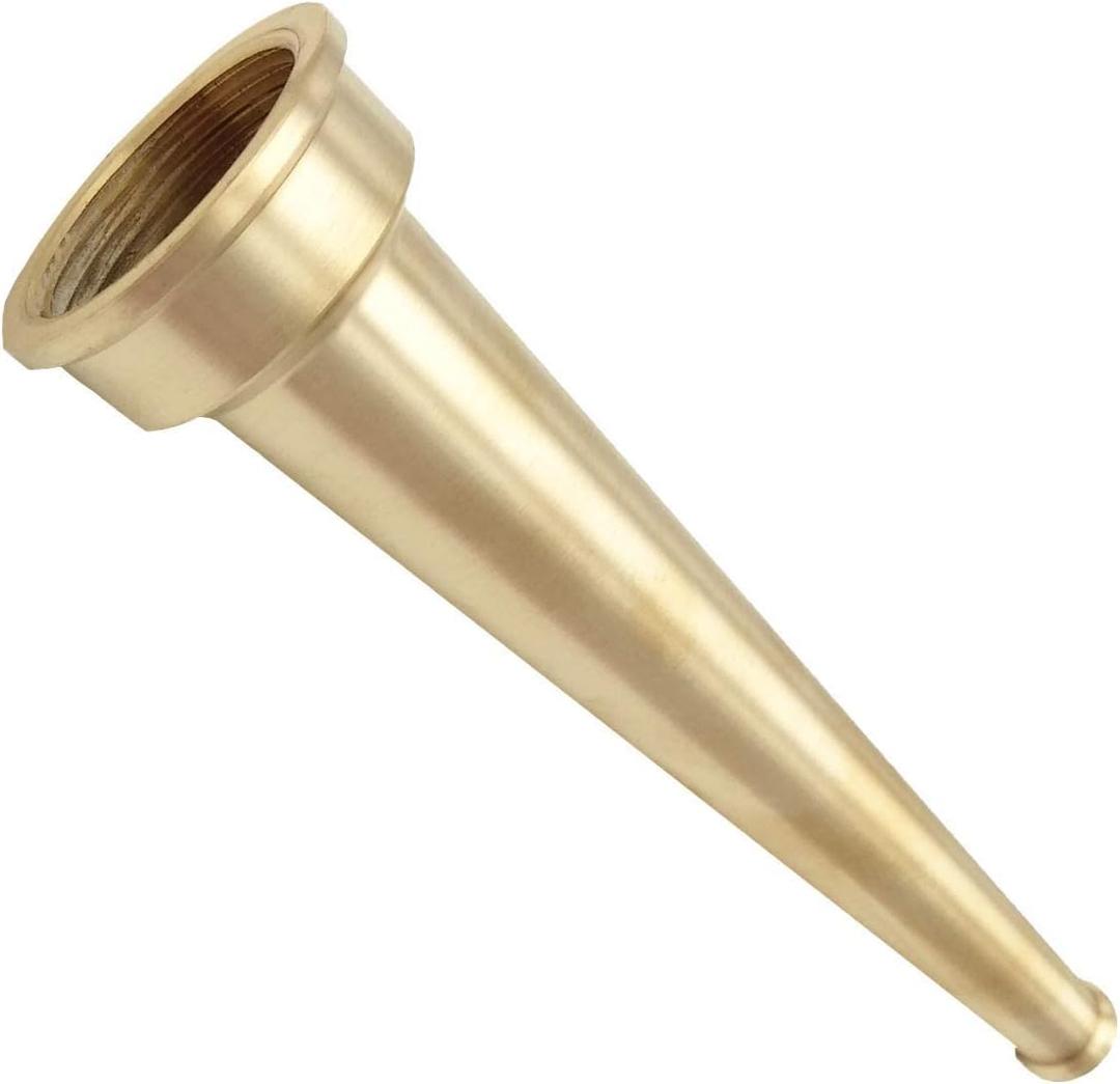 SAFBY Brass Fire Equipment, Plain Hose Nozzle, 1" NPSH (NPT), 8" Length, 3/8" Orifice 