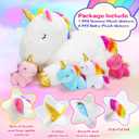 KMUYSL Toys for Girls Ages 0 1 2 3 4 5 6 7 8+ Years - Unicorn Mommy Stuffed Animal with 4 Baby Unicorns in Her Tummy, Soft Unicorn Plush Toys Set, Christmas Birthday Gifts for Baby, Toddler, Kids