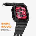 AmBand E1 Sport Case Band for Apple Watch Ultra 3/2/1 & SE 3/2/1 & Series 11 10 9 8 7 6 5 4 3 49mm 46mm 45mm 44mm 42mm 41mm 40mm 38mm, Shockproof & Scratch Resistant Rugged Bumper for Men Women