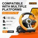 PXN PC Racing Wheel, V3 PRO 180 Degree Universal Usb Car Sim Race Steering Wheel with Pedals for PC, PS3, PS4, Xbox One, Xbox Series X/S, Switch (Orange)