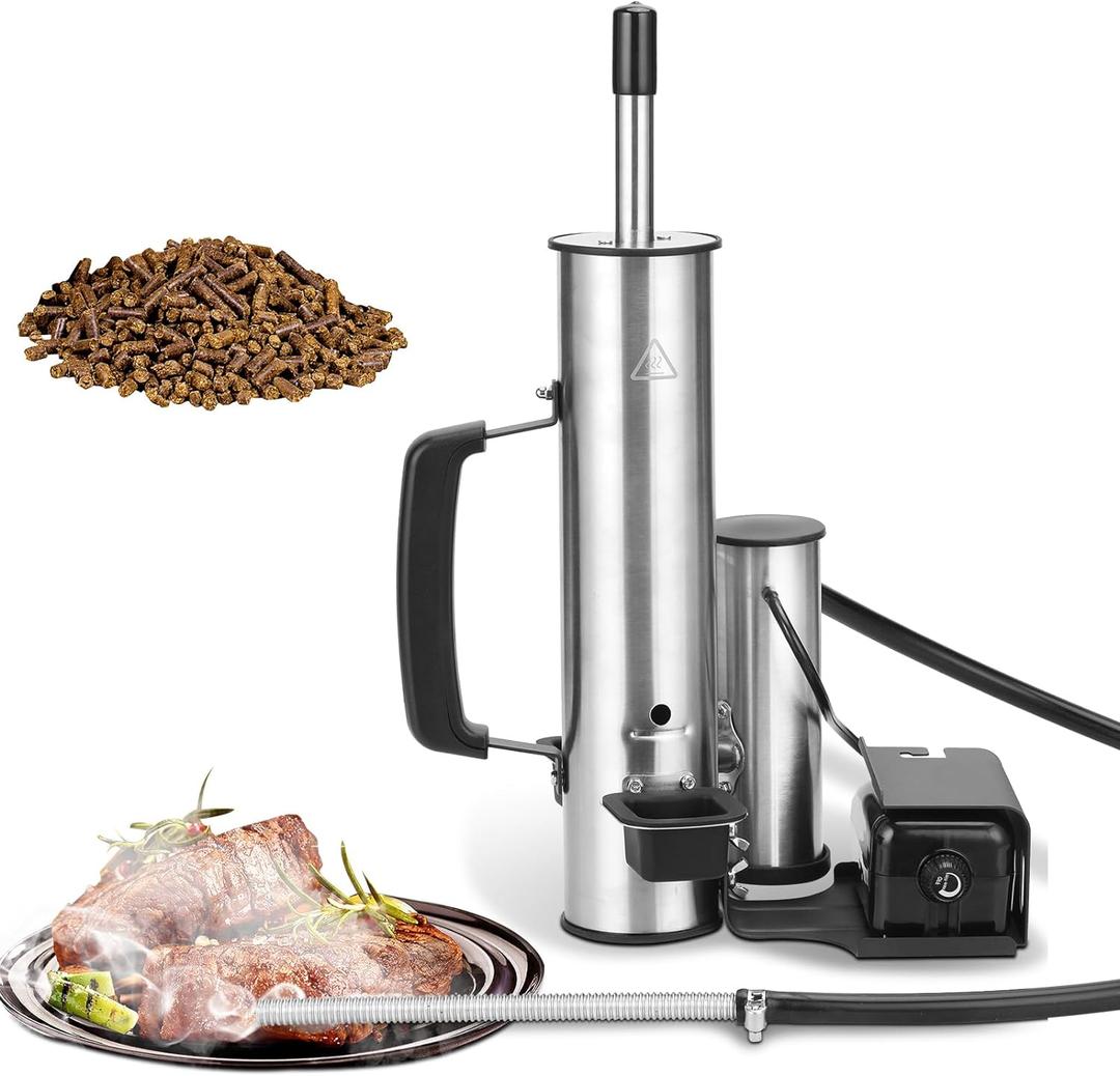 Outdoor Smoke Generator, Stainless Steel Electric Smoker, Smoke Tube for Pellet Smoker, Hot/Cold Smokers with Adjustable Smokes Volume Air Pump, Perfect for Cold Smoking Cheese, Traeger accessories (14.7"L x 6.8"W)