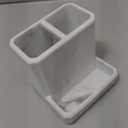 Toothbrush Holder for Bathrooms Organizer Countertop Organizer Accessories, with 3 Compartment Storage for Toothbrush Toothpaste Floss Razors, White Imitation Marble Finish Toothbrushholder03 (1 Pack, Marble8)