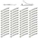 50 Pack 10cm/4 Inch Plain Blank Silver Metal DIY Craft French Barrettes Automatic Spring Snap Hair Clips Clasps Accessories for Women Girls Teens