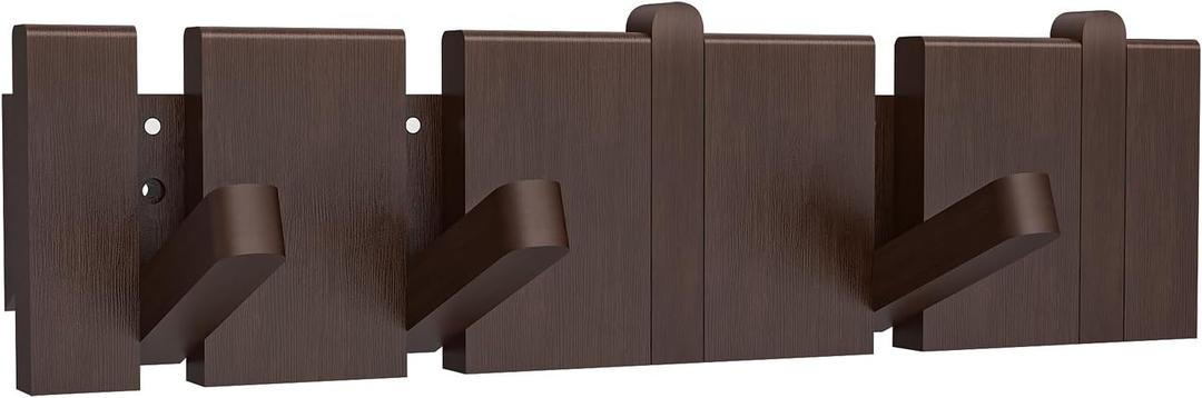 Coat Rack Wall Mounted  Bamboo Coat Rack with Hooks, Wall Clothes Rack & Coat Hooks, Piano Hanger Wall Mount, Wall Hooks for Hanging, Heavy Duty Coat Hanger Wall Mount(Walnut)