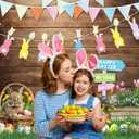 4 x Easter Backdrops for Photography 5x7FT Spring Flower Rabbit Egg Green Grass Wooden Wall Background Kids Newborn Easter Party Decorations Portrait Photo Props