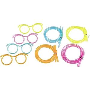 Silly Straw Glasses - 12-Pack Flexible Drinking Straw Novelty Eyeglass Frame, Bar Accessories, for Birthdays, Bridal Showers, Party Supplies, Favors, Game Ideas, 4 Assorted Colors Silly Straw Glasses - 12-Pack Flexible Drinking Straw Novelty Eyeglass Frame, Bar Accessories, for Birthdays, Bridal Showers, Party Supplies, Favors, Game Ideas, 4 Assorted Colors