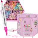 [2025 Upgraded Alcohol Markers, 120 Colors Premium Hexagonal Markers Set Gift Box for Kids, Students, Adults, Artists in Coloring & Drawing(Fine &Broad) (Pink)