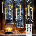 Ymenow Flameless Taper Candles with Remote Timer, 6pcs 7.9" Battery Operated LED Fake Electric Tapered Candles Flickering Ivory Floating Candlesticks for Halloween Party Table Christmas Decorations
