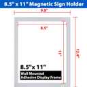10Packs Magnetic Sign Holder 8.5 x 11, Self Adhesive Display Picture Frame with Magnetic Frame and Clear PVC for Office Store Home Door Window Refrige Magnetic Paper Holder, Silver