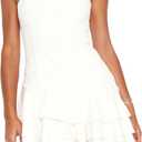 Womens Summer Sexy Strapless Tube Dress Flowy Ruffle Layer Mini Dress Off Shoulder Backless Tiered Short Dresses 2025 (Large, White)