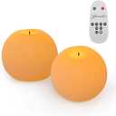 Flameless Candles with Remote & Timer,4" H LED Battery Operated Round Candle 2 Pack,Real Wax Christmas Candle Lights Flickering for Christmas Gift Wedding Home Decor (Ivory)