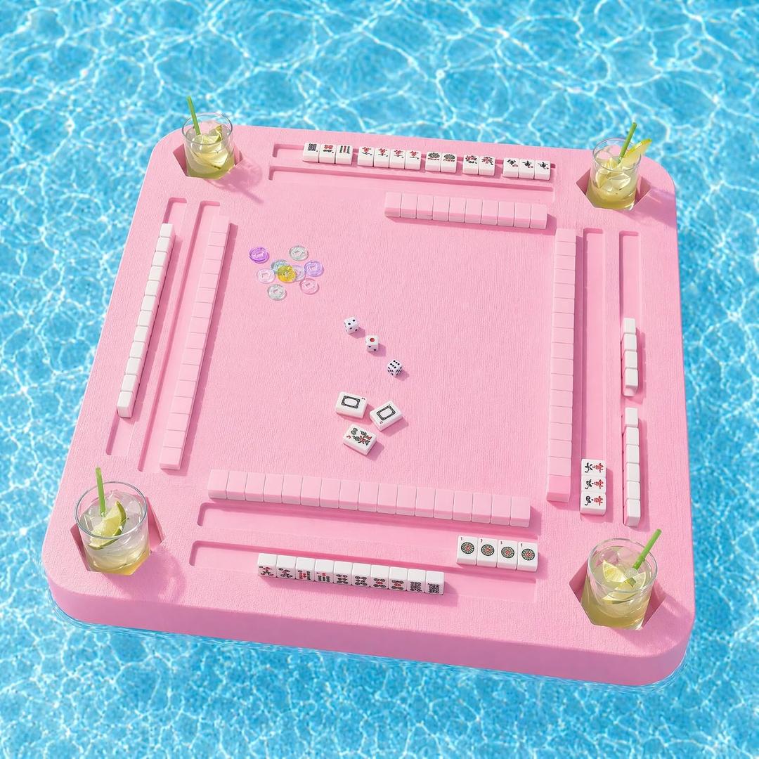 Floating Mahjong Table for Pool - Applicable to Party, Indoor, Beach, Pink, General