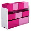 Delta Children Deluxe Multi-Bin Toy Organizer with Storage Bins, White/Pink Bins