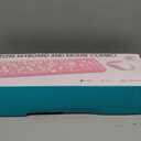 Wireless Keyboard and Mouse Combo, Retro Typewriter Keyboard with Round Keycaps, 2.4GHz USB Cute Wireless Keyboard Mouse for Computer, Desktop, Laptop (Milk Tea Colorful)