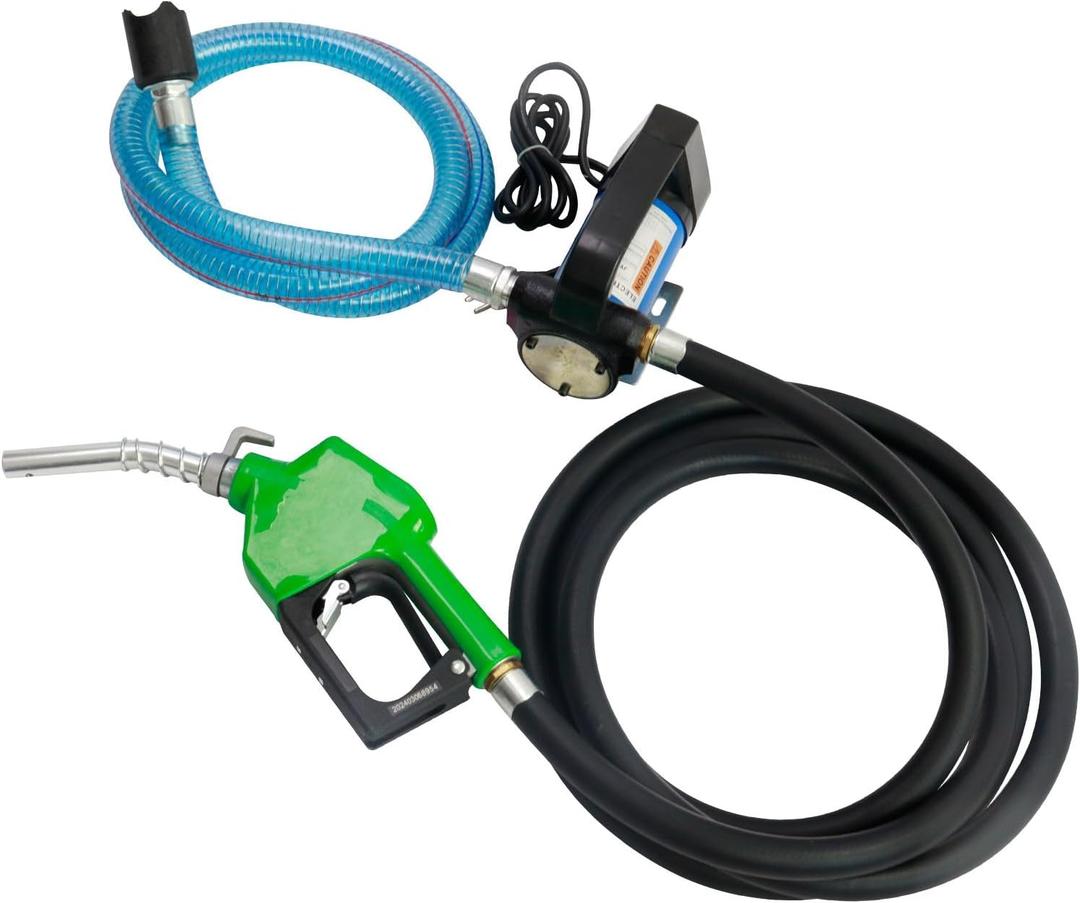 AC110-120V Volt Electric Fuel Transfer Pump, Mechanical Meter, Fuel Hose,AUTO Fuel Nozzle,Filter,NPT Connect Fitting,12 GPM Diesel Transfer Pump with Handle for Transferring Diesel,Kerosene