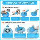 Spin Mop Replacement Handle 360 Degree Spin Mop Pole Handle Replacement Rotating Telescopic Stick for Mop Head, Ideal for Home and Household Cleaning (Blue)