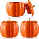 Sliner 3 Pcs Ceramic Pumpkin Jar with Lids 14 oz Pumpkin Jars for Candle Making Small Fall Candy Bowl for Thanksgiving Home Table Decorations Candle DIY Supplies Wedding Gifts(Orange)