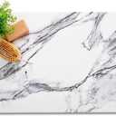Stone Bath Mat, Non-Slip Natural Diatomaceous Earth Bath Mat, 23.5" x 15.5" Super Absorbent Quick Drying, Multifunctional Bath Stone Mat, White Marble