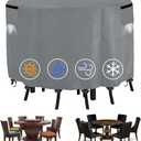 Round Table Chair Set Covers, Outdoor Patio Round Table Covers Waterproof with Windproof Buckles and Elastic Drawstring, Patio Furniture Covers Waterproof, 62" Dia X 28"H (Gray)