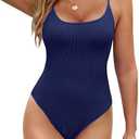 BMJL Women's One Piece Swimsuit Scoop Neck Slimming Bathing Suit High Cut Cheeky Swimwear S