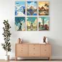 Lofenghome Paint by Number Kits for Adults, DIY Canvas Adults Craft Art Projects, World Landmarks Collection 6-Pack Famous Architecture Scenes for Adult Crafts