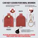 5 x Leather Keys Sleeve for Broken Car Key Loop Replacement, Keychain Cover Cute Protector and Holder for Men, Women (Red)