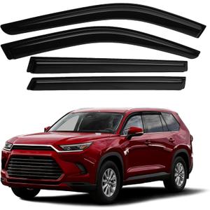 Canvcle Grand Highlander Rain Guards-Window Visors for Toyota Grand Highlander 2024 2025 2026, Outside-Mount Tape-On Side Window Wind Deflectors for Car Accessories Vent Visors Rainproof Black
