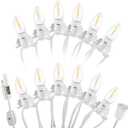 Christmas Village Lights with 12 LED Warm-White Bulb,Decoration for Christmas Village Houses, Snow Village Lights,Pumpkin Crafts Halloween Holiday Decoration,C7 Village Light Cord with Clips