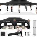 COBIZI 13x26 Pop Up Canopy with 6 Removable Sidewalls Heavy Duty Canopy Party Tents for Parties, Outdoor Wedding Large Event Tent Wind Waterproof UPF 50+ Easy Up in Garden Lawn with Roller Bag, Black