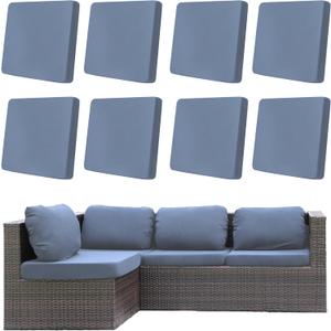 8Pcs Outdoor Cushion Covers, Patio Cushion Covers,Stretch Elastic Slipcovers, Replacement Washable & Reusable Furniture Protector for Patio Couch (Grey Blue,Cover Only)