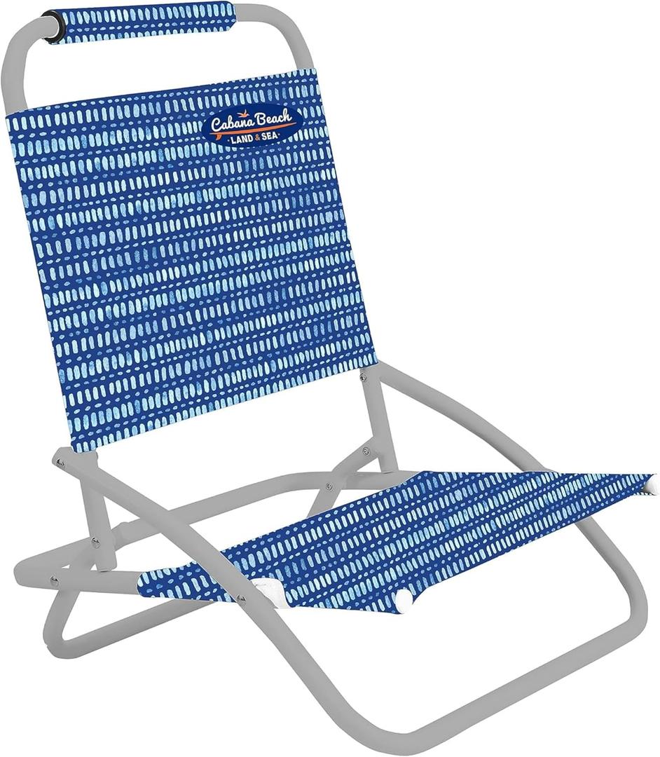 Cabana Beach, 1 Position Folding Beach Lightweight and Portable Foldable Outdoor Camping Chair, Blue Sea Glass